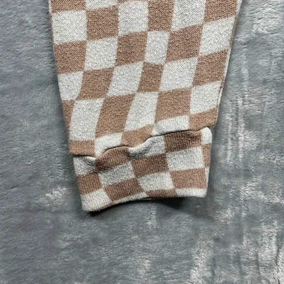 BKE Youth Jogger Pants Medium Tan White Checkered - Picture 2 of 9